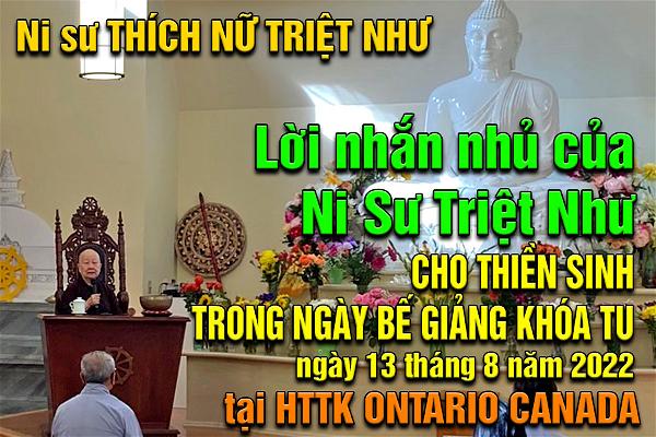 Title Nhan Nhu cho thiền sinh trong ngày bế giảng khóa tu